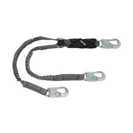 Msa Safety V-Series Stretch Twin-Leg Energy Absorbing Lanyard, 6', 36C Small Snaphooks 10193553